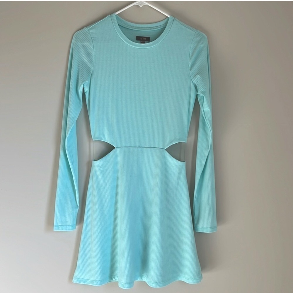 AFRM Cutout Ribbed Mini Dress Mint M - Picture 2 of 6